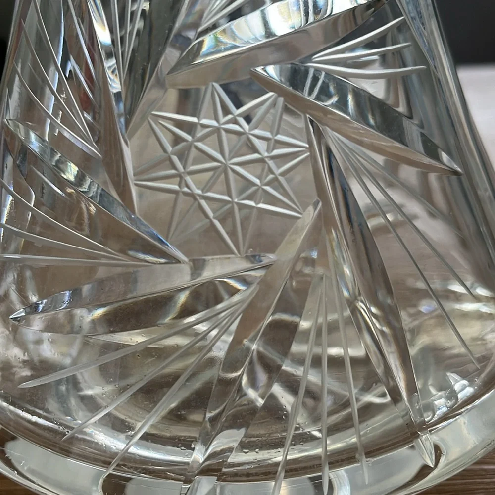 MCM Cut Crystal Decanter Bohemian with Stopper Hand Made Orginal Czech
